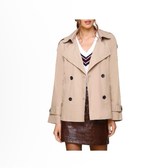 Avec Les Filles Jackets & Blazers - Avec Les Filles Beige Double-Breasted Trench Coat